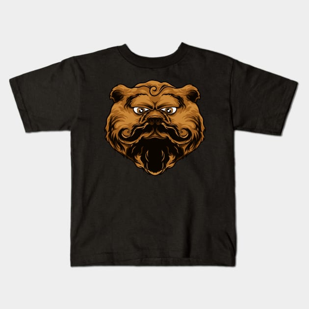 bear brown moustache Kids T-Shirt by Mako Design 